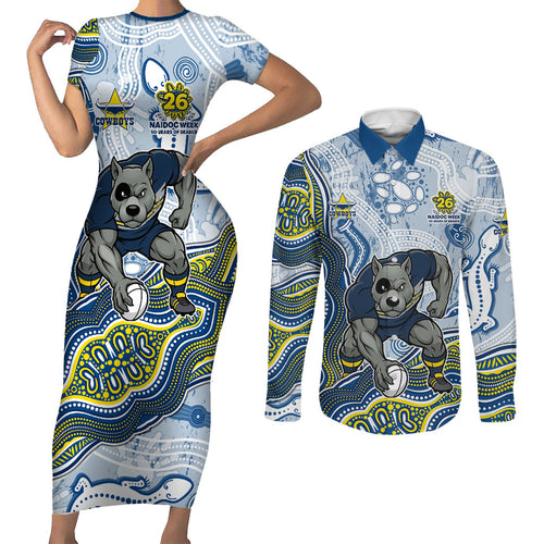 North Queensland Cowboys NAIDOC Week 2026 Couples Matching Short Sleeve Bodycon Dress and Long Sleeve Button Shirt First Nations of Australia Aboriginal Mascot Rugby