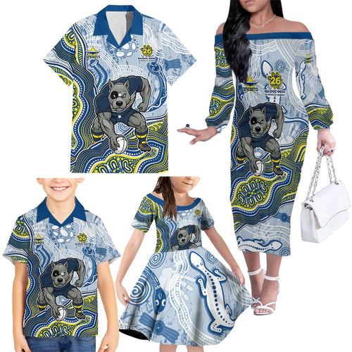 North Queensland Cowboys NAIDOC Week 2026 Family Matching Off The Shoulder Long Sleeve Dress and Hawaiian Shirt First Nations of Australia Aboriginal Mascot Rugby