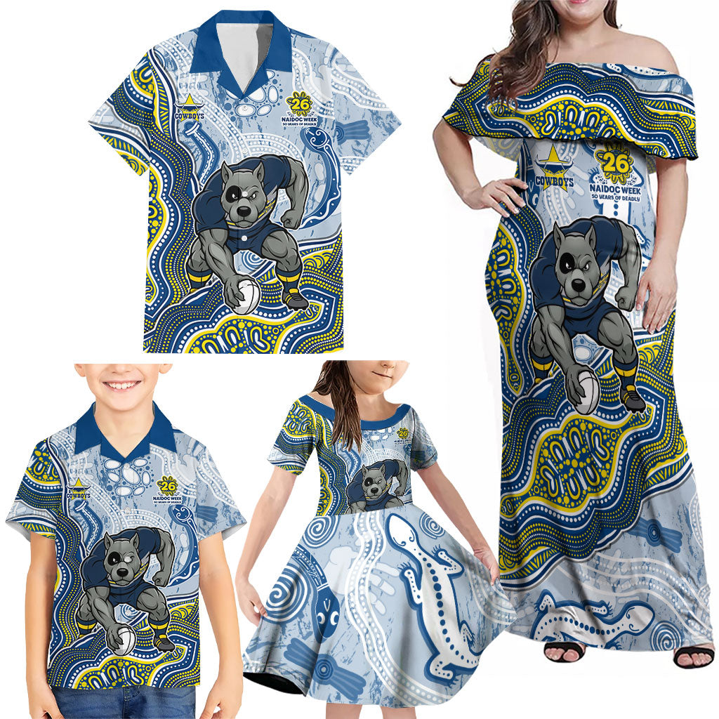 North Queensland Cowboys NAIDOC Week 2026 Family Matching Off Shoulder Maxi Dress and Hawaiian Shirt First Nations of Australia Aboriginal Mascot Rugby