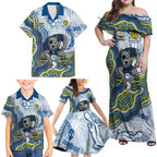 North Queensland Cowboys NAIDOC Week 2026 Family Matching Off Shoulder Maxi Dress and Hawaiian Shirt First Nations of Australia Aboriginal Mascot Rugby