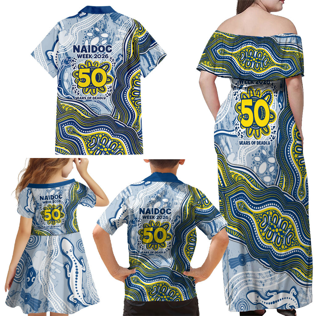 North Queensland Cowboys NAIDOC Week 2026 Family Matching Off Shoulder Maxi Dress and Hawaiian Shirt First Nations of Australia Aboriginal Mascot Rugby