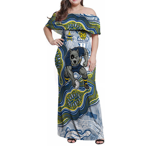 North Queensland Cowboys NAIDOC Week 2026 Family Matching Off Shoulder Maxi Dress and Hawaiian Shirt First Nations of Australia Aboriginal Mascot Rugby