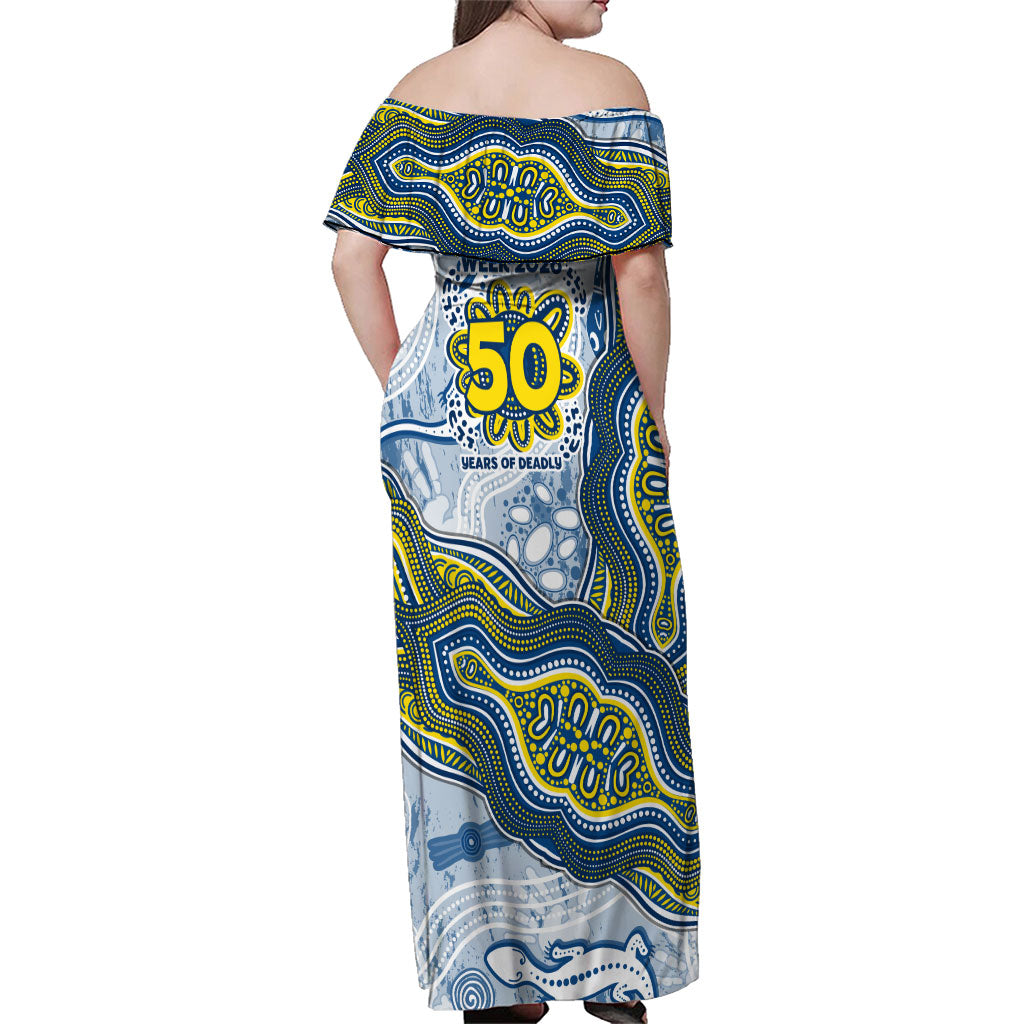 North Queensland Cowboys NAIDOC Week 2026 Family Matching Off Shoulder Maxi Dress and Hawaiian Shirt First Nations of Australia Aboriginal Mascot Rugby