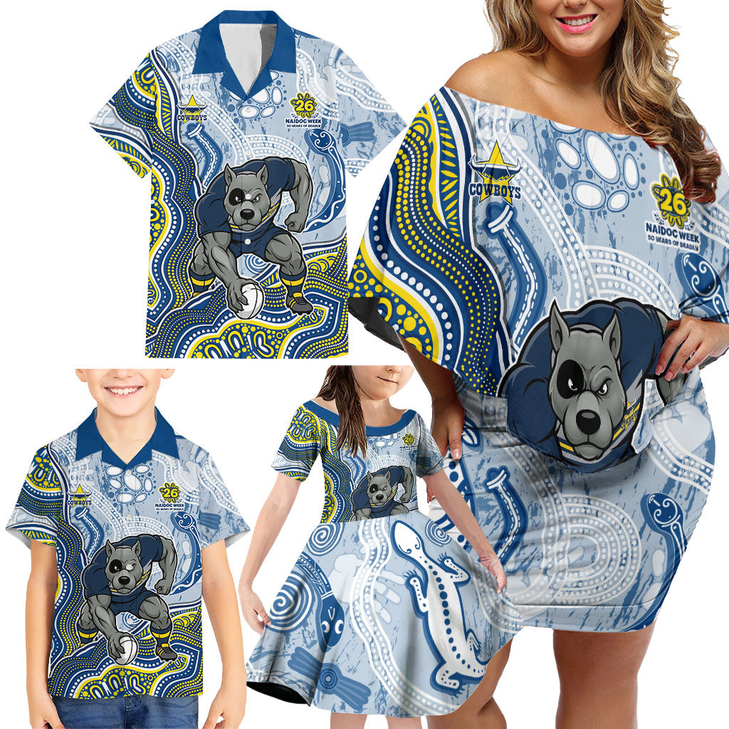 North Queensland Cowboys NAIDOC Week 2026 Family Matching Off Shoulder Short Dress and Hawaiian Shirt First Nations of Australia Aboriginal Mascot Rugby