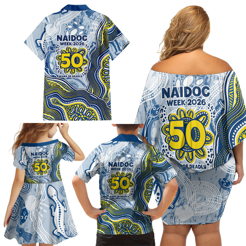 North Queensland Cowboys NAIDOC Week 2026 Family Matching Off Shoulder Short Dress and Hawaiian Shirt First Nations of Australia Aboriginal Mascot Rugby