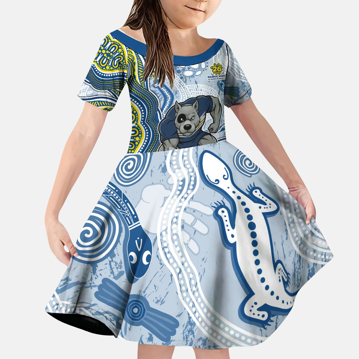 North Queensland Cowboys NAIDOC Week 2026 Kid Short Sleeve Dress First Nations of Australia Aboriginal Mascot Rugby