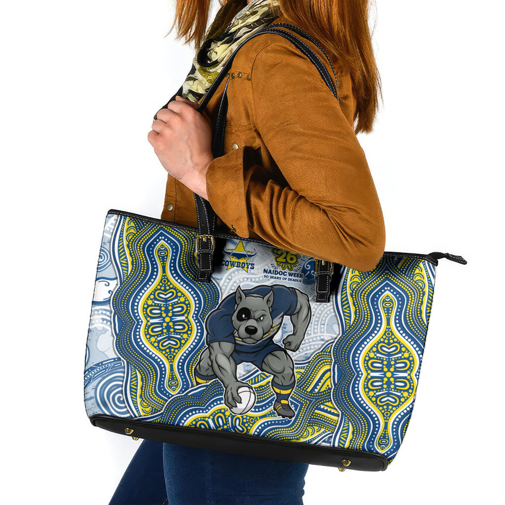 North Queensland Cowboys NAIDOC Week 2026 Leather Tote Bag First Nations of Australia Aboriginal Mascot Rugby