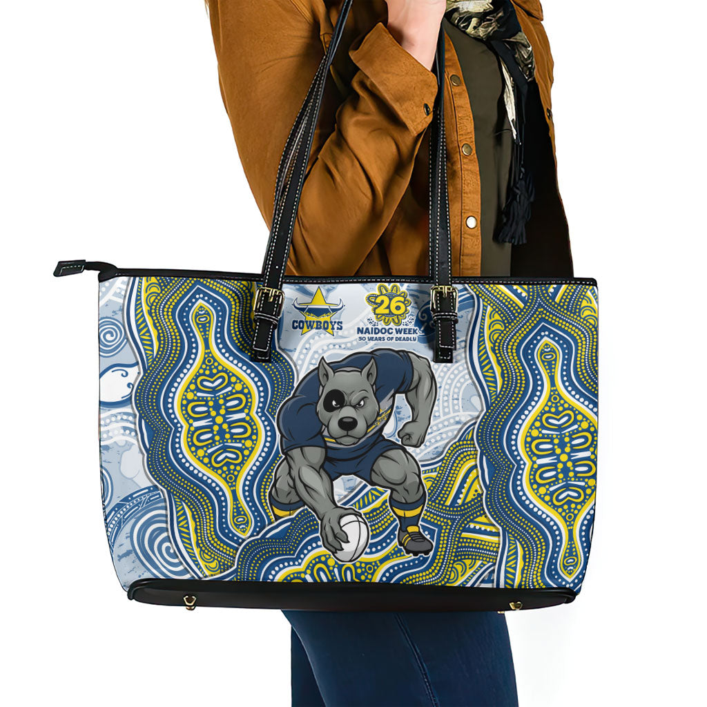 North Queensland Cowboys NAIDOC Week 2026 Leather Tote Bag First Nations of Australia Aboriginal Mascot Rugby