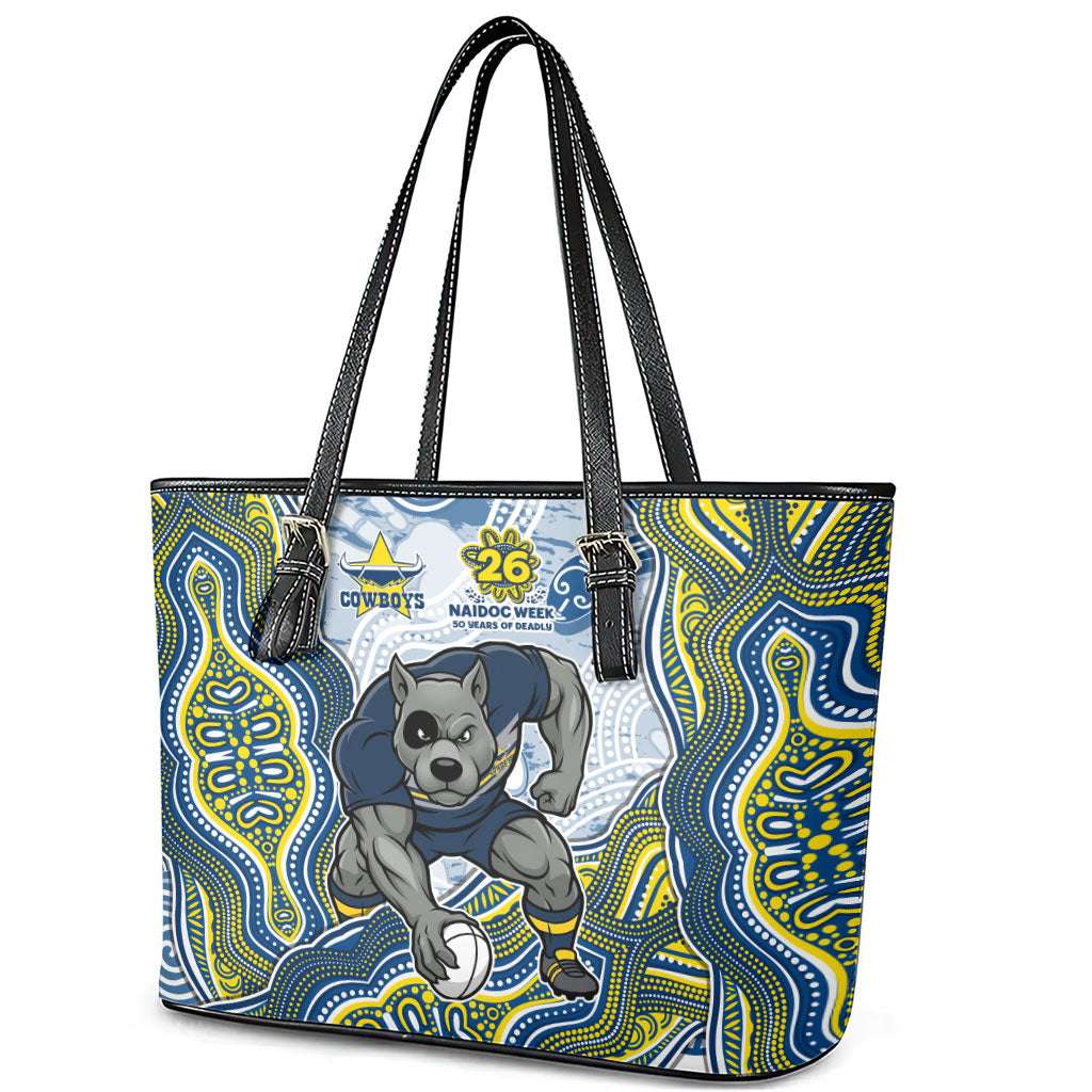 North Queensland Cowboys NAIDOC Week 2026 Leather Tote Bag First Nations of Australia Aboriginal Mascot Rugby