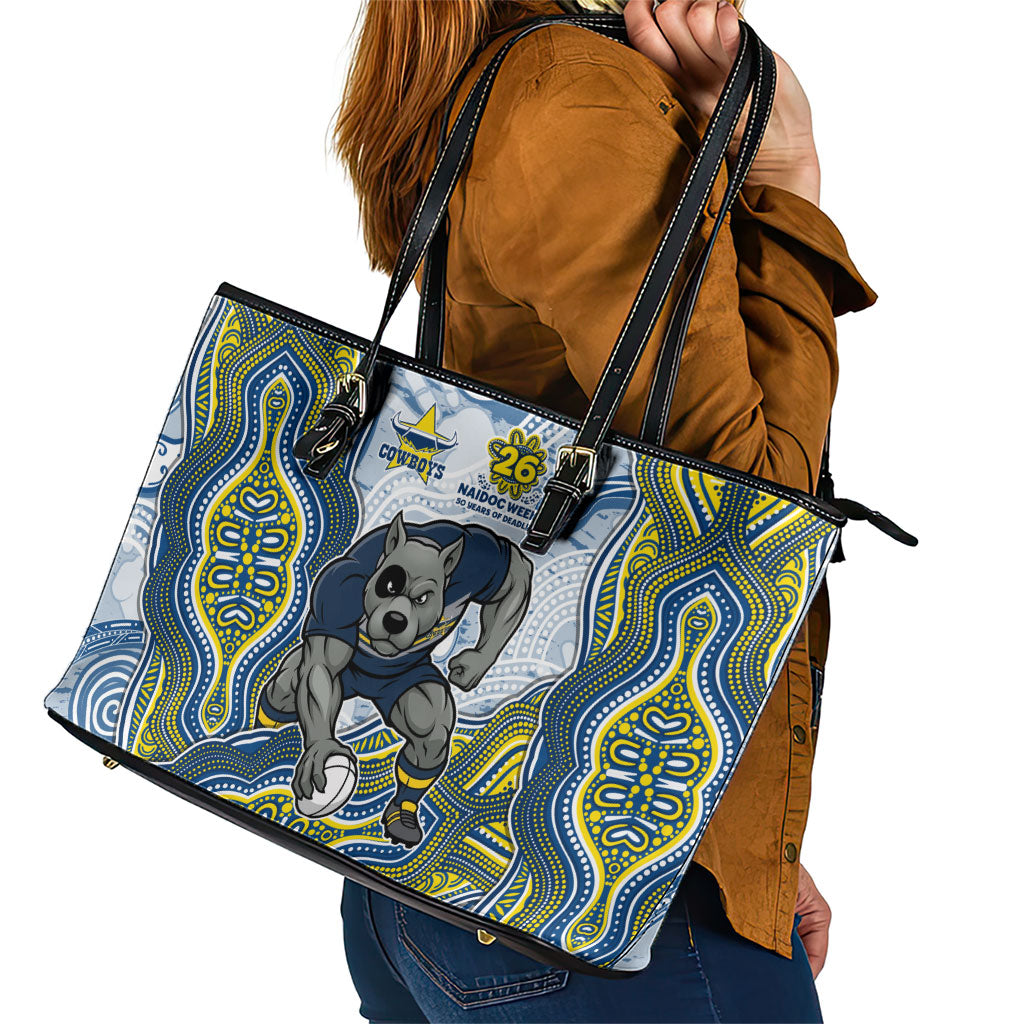 North Queensland Cowboys NAIDOC Week 2026 Leather Tote Bag First Nations of Australia Aboriginal Mascot Rugby
