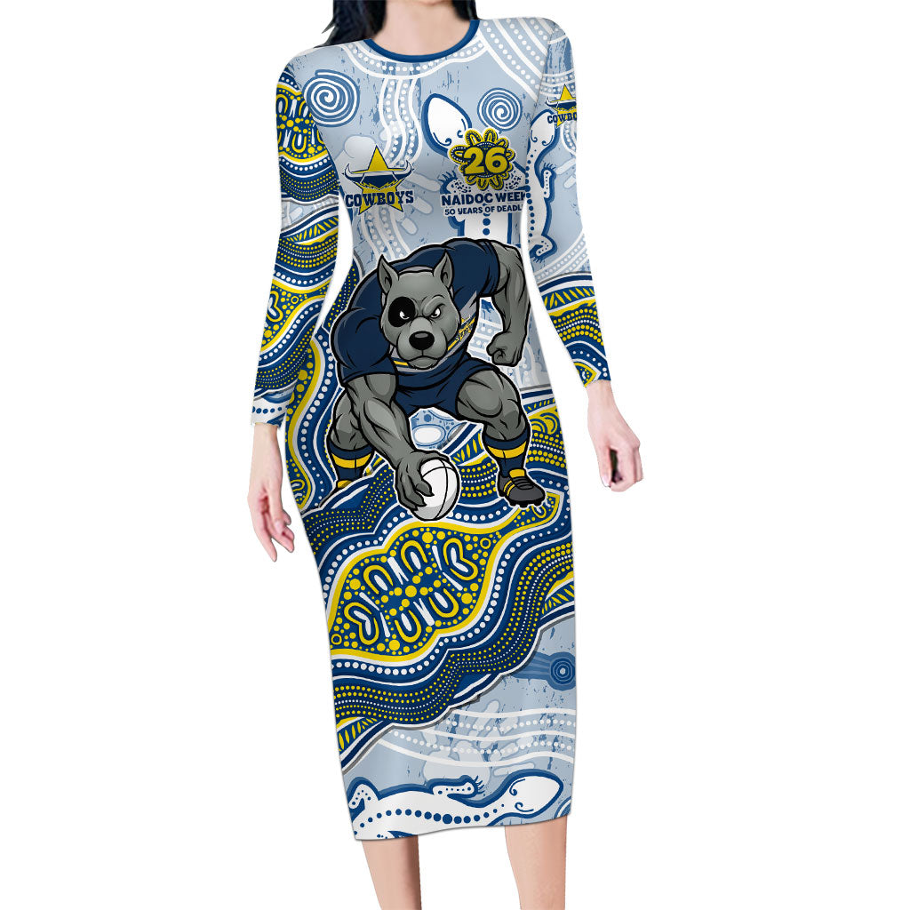 North Queensland Cowboys NAIDOC Week 2026 Long Sleeve Bodycon Dress First Nations of Australia Aboriginal Mascot Rugby