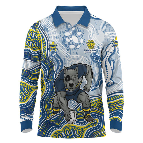 North Queensland Cowboys NAIDOC Week 2026 Long Sleeve Polo Shirt First Nations of Australia Aboriginal Mascot Rugby