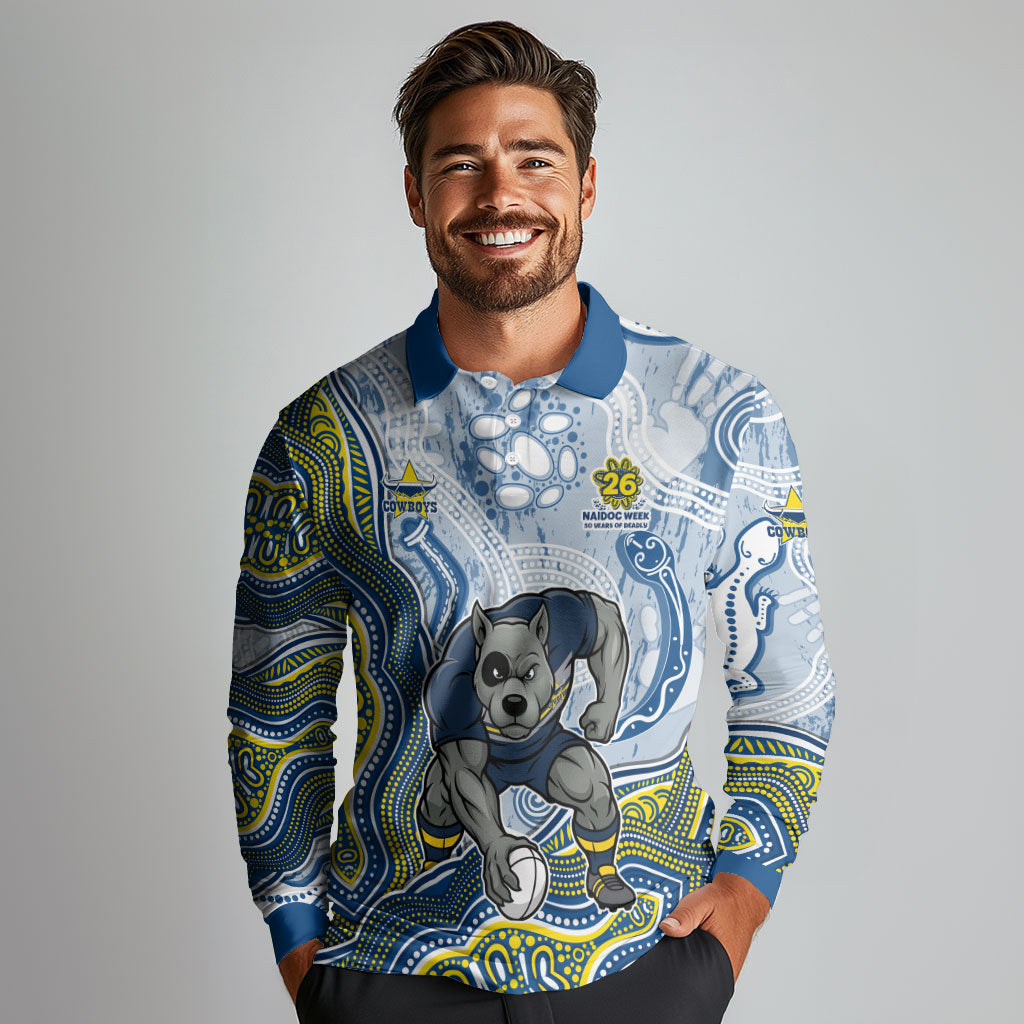 North Queensland Cowboys NAIDOC Week 2026 Long Sleeve Polo Shirt First Nations of Australia Aboriginal Mascot Rugby