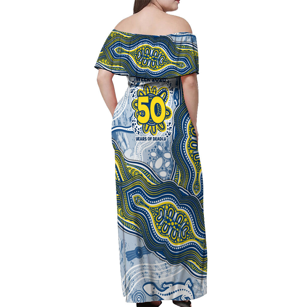 North Queensland Cowboys NAIDOC Week 2026 Off Shoulder Maxi Dress First Nations of Australia Aboriginal Mascot Rugby