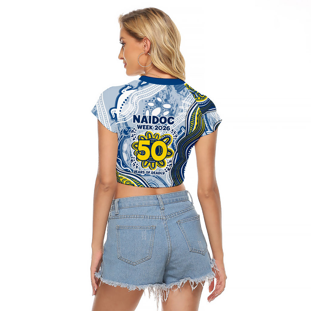 North Queensland Cowboys NAIDOC Week 2026 Raglan Cropped T Shirt First Nations of Australia Aboriginal Mascot Rugby