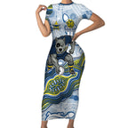 North Queensland Cowboys NAIDOC Week 2026 Short Sleeve Bodycon Dress First Nations of Australia Aboriginal Mascot Rugby