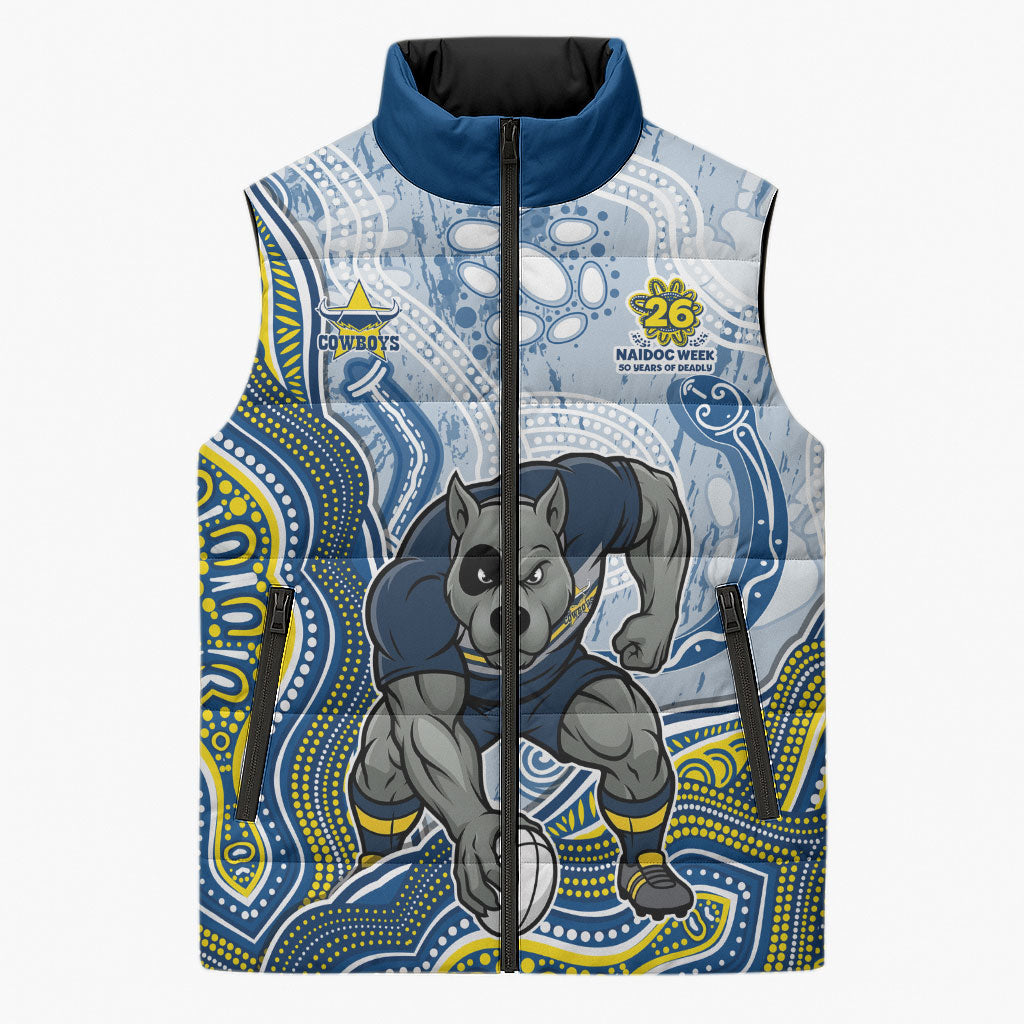 North Queensland Cowboys NAIDOC Week 2026 Sleeveless Puffer Jacket First Nations of Australia Aboriginal Mascot Rugby
