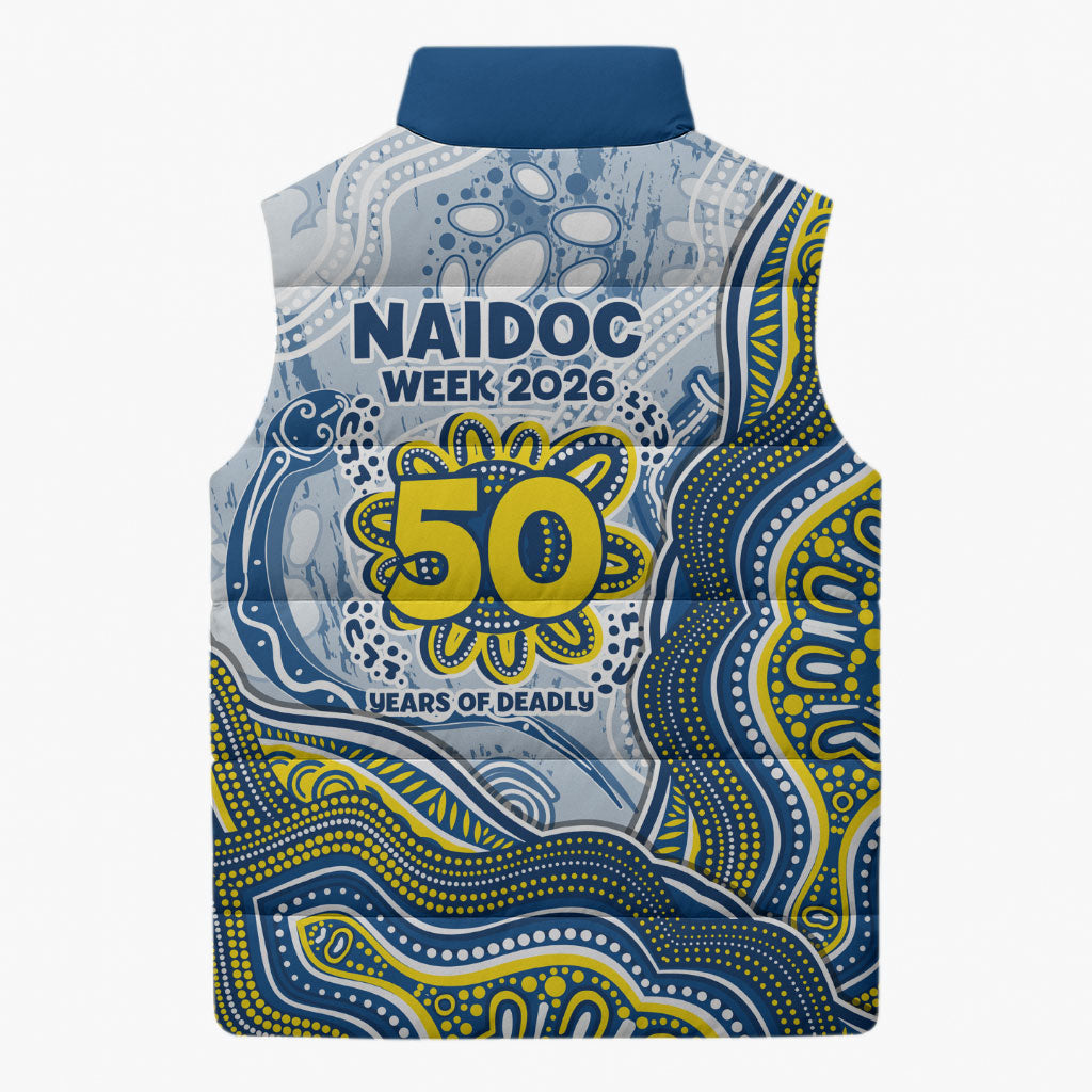 North Queensland Cowboys NAIDOC Week 2026 Sleeveless Puffer Jacket First Nations of Australia Aboriginal Mascot Rugby