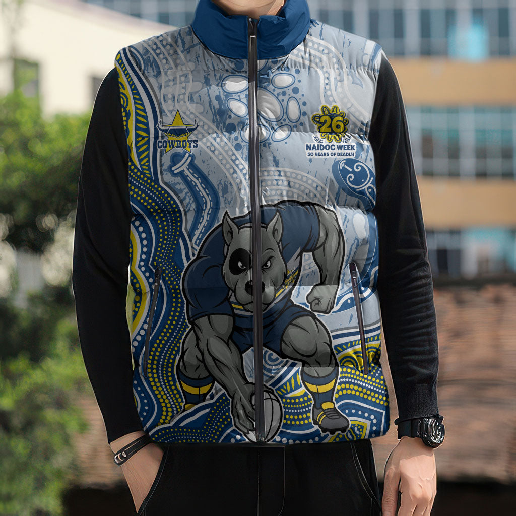 North Queensland Cowboys NAIDOC Week 2026 Sleeveless Puffer Jacket First Nations of Australia Aboriginal Mascot Rugby
