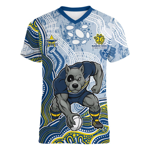 North Queensland Cowboys NAIDOC Week 2026 Women V-Neck T-Shirt First Nations of Australia Aboriginal Mascot Rugby