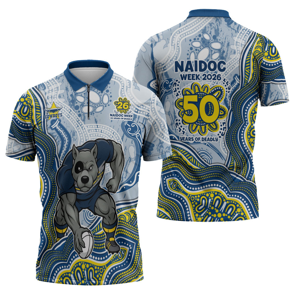 North Queensland Cowboys NAIDOC Week 2026 Zipper Polo Shirt First Nations of Australia Aboriginal Mascot Rugby