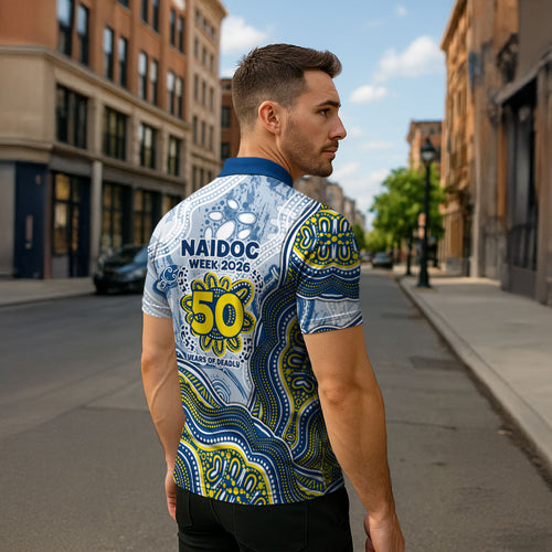 North Queensland Cowboys NAIDOC Week 2026 Zipper Polo Shirt First Nations of Australia Aboriginal Mascot Rugby