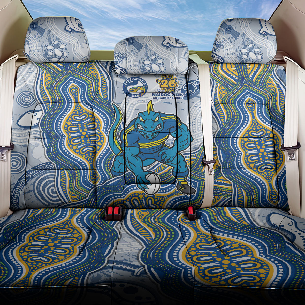 Parramatta Eels NAIDOC Week 2026 Back Car Seat Cover First Nations of Australia Aboriginal Mascot Rugby