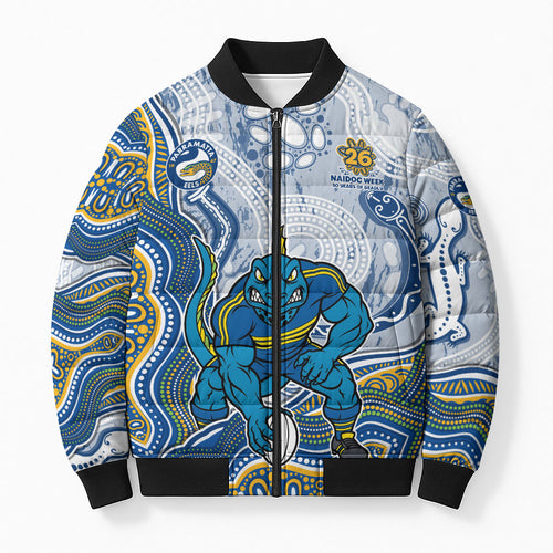 Parramatta Eels NAIDOC Week 2026 Bomber Puffer Jacket First Nations of Australia Aboriginal Mascot Rugby