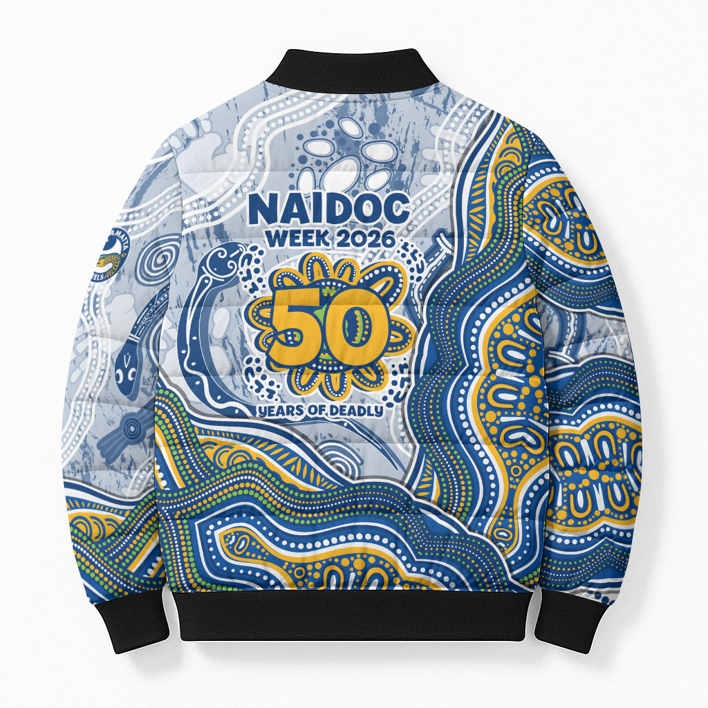 Parramatta Eels NAIDOC Week 2026 Bomber Puffer Jacket First Nations of Australia Aboriginal Mascot Rugby