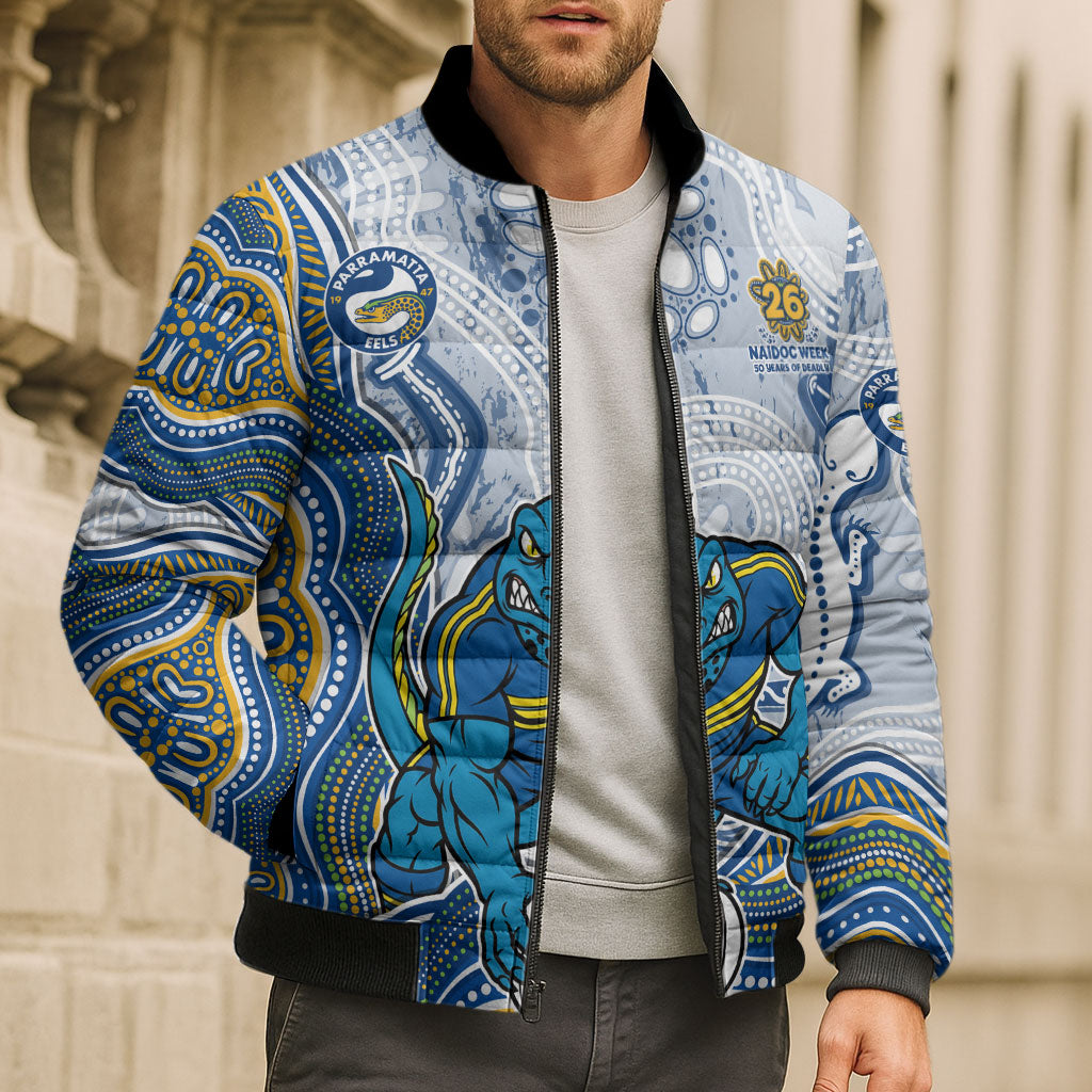 Parramatta Eels NAIDOC Week 2026 Bomber Puffer Jacket First Nations of Australia Aboriginal Mascot Rugby