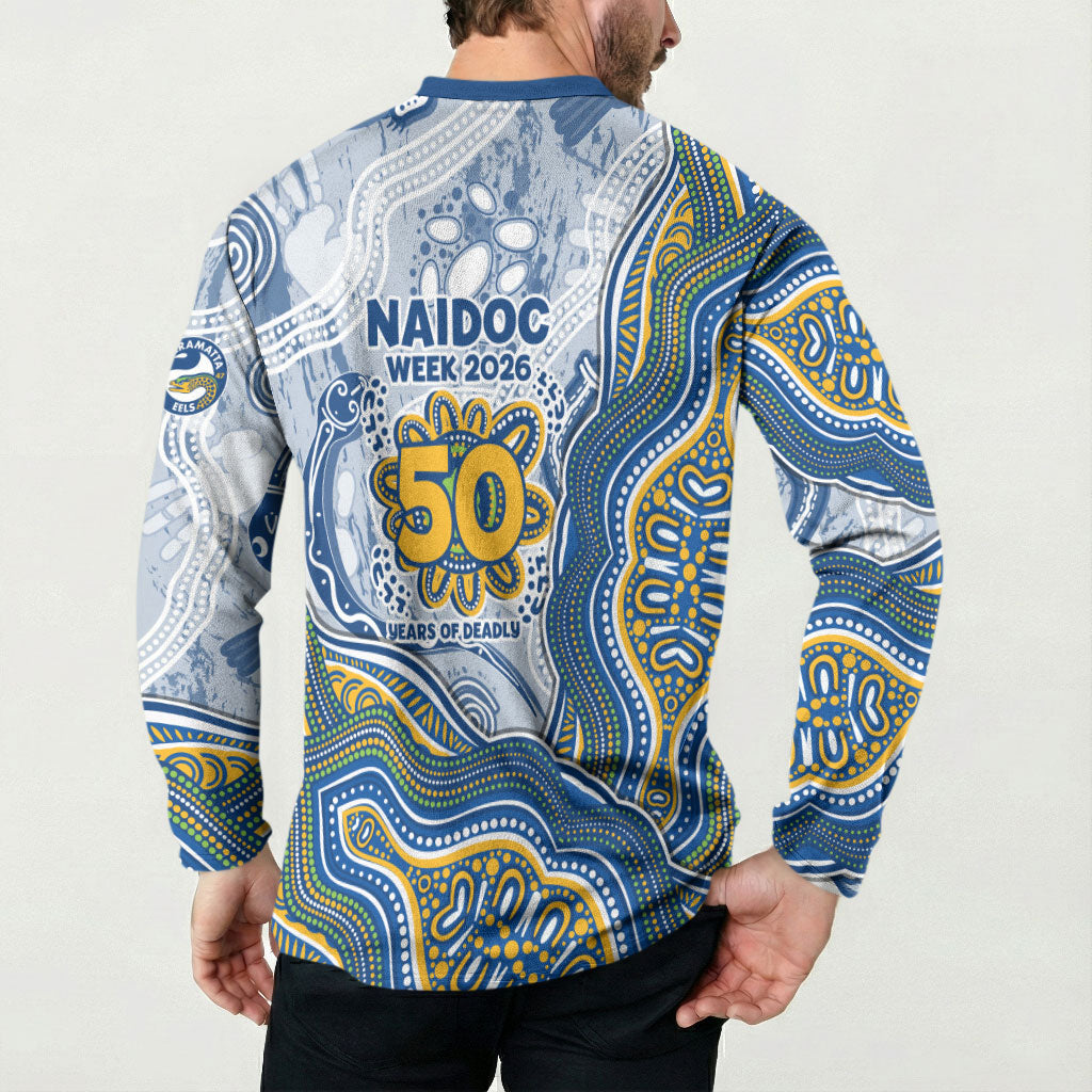 Parramatta Eels NAIDOC Week 2026 Button Sweatshirt First Nations of Australia Aboriginal Mascot Rugby