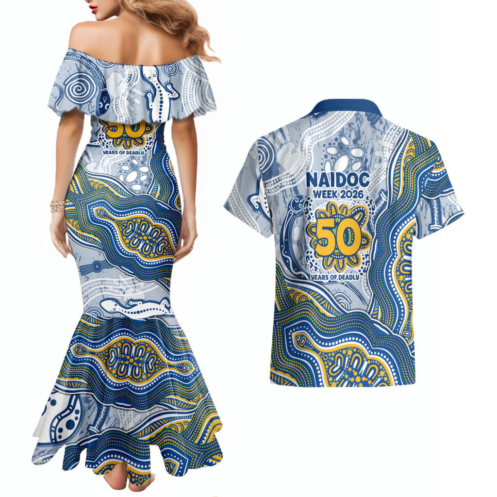 Parramatta Eels NAIDOC Week 2026 Couples Matching Mermaid Dress and Hawaiian Shirt First Nations of Australia Aboriginal Mascot Rugby