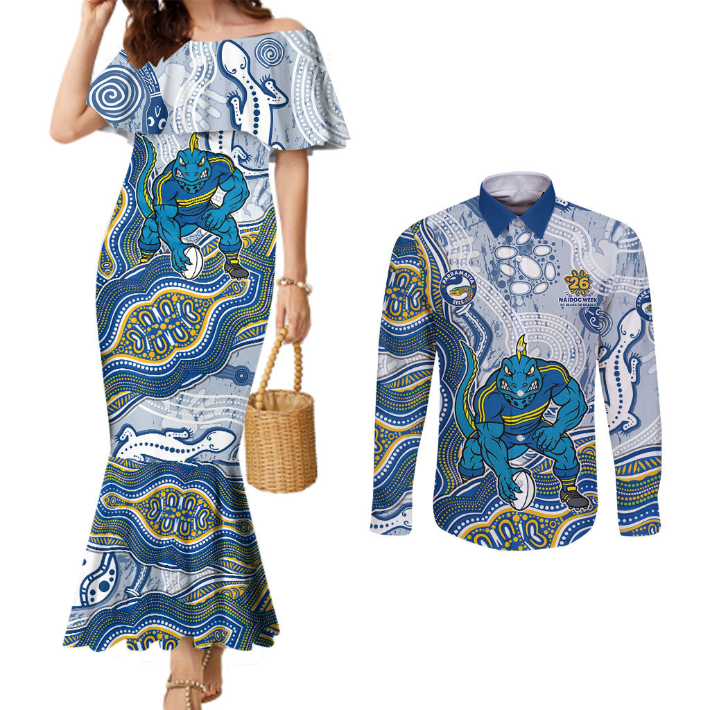 Parramatta Eels NAIDOC Week 2026 Couples Matching Mermaid Dress and Long Sleeve Button Shirt First Nations of Australia Aboriginal Mascot Rugby