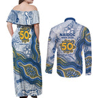Parramatta Eels NAIDOC Week 2026 Couples Matching Off Shoulder Maxi Dress and Long Sleeve Button Shirt First Nations of Australia Aboriginal Mascot Rugby