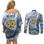 Parramatta Eels NAIDOC Week 2026 Couples Matching Off Shoulder Short Dress and Long Sleeve Button Shirt First Nations of Australia Aboriginal Mascot Rugby