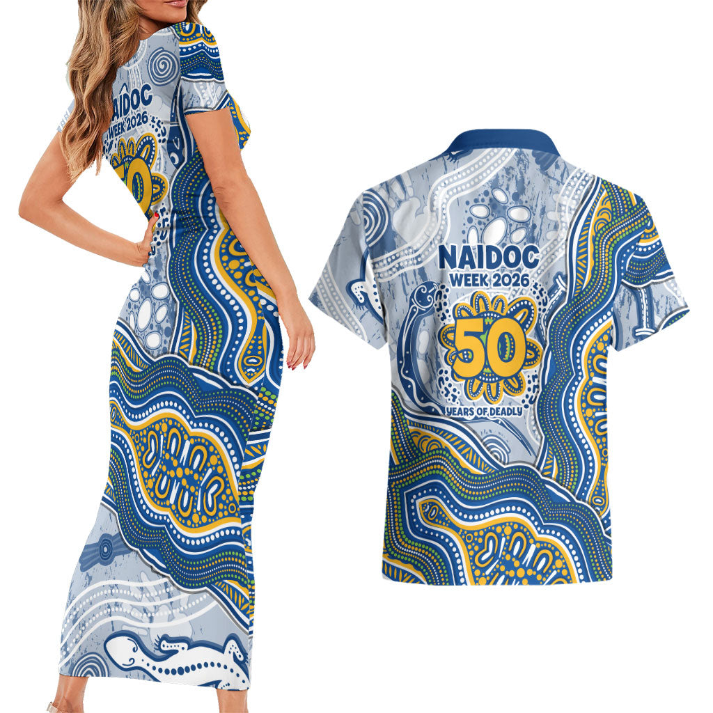 Parramatta Eels NAIDOC Week 2026 Couples Matching Short Sleeve Bodycon Dress and Hawaiian Shirt First Nations of Australia Aboriginal Mascot Rugby