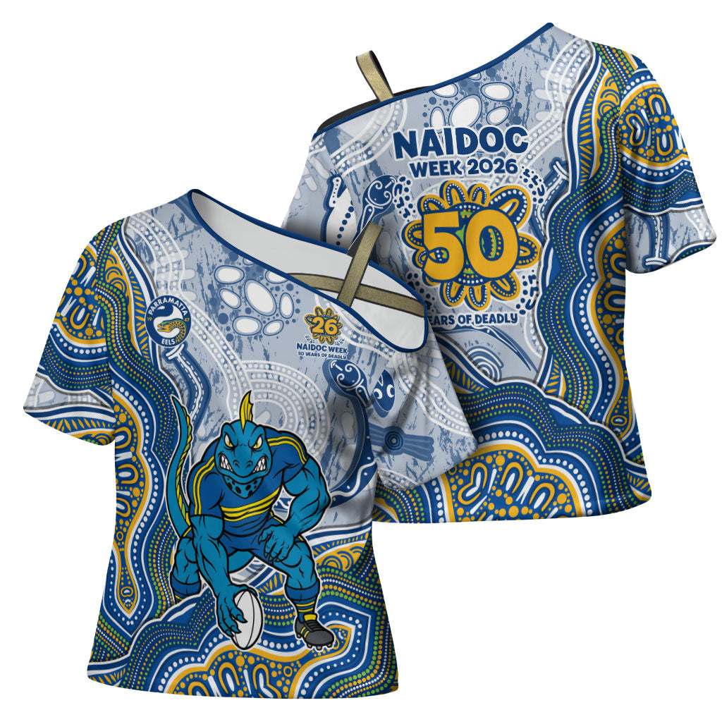 Parramatta Eels NAIDOC Week 2026 Cross Shoulder Shirt First Nations of Australia Aboriginal Mascot Rugby