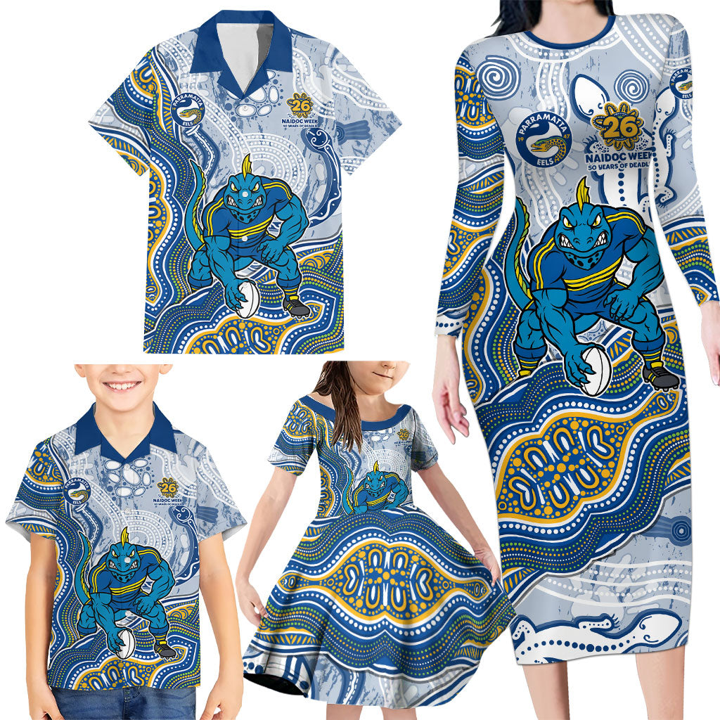 Parramatta Eels NAIDOC Week 2026 Family Matching Long Sleeve Bodycon Dress and Hawaiian Shirt First Nations of Australia Aboriginal Mascot Rugby