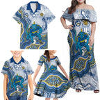 Parramatta Eels NAIDOC Week 2026 Family Matching Off Shoulder Maxi Dress and Hawaiian Shirt First Nations of Australia Aboriginal Mascot Rugby