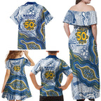 Parramatta Eels NAIDOC Week 2026 Family Matching Off Shoulder Maxi Dress and Hawaiian Shirt First Nations of Australia Aboriginal Mascot Rugby