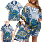 Parramatta Eels NAIDOC Week 2026 Family Matching Off Shoulder Short Dress and Hawaiian Shirt First Nations of Australia Aboriginal Mascot Rugby