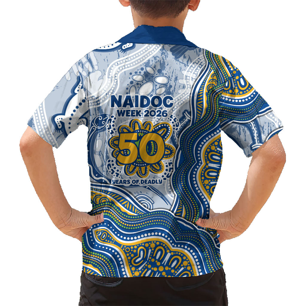 Parramatta Eels NAIDOC Week 2026 Family Matching Off Shoulder Short Dress and Hawaiian Shirt First Nations of Australia Aboriginal Mascot Rugby