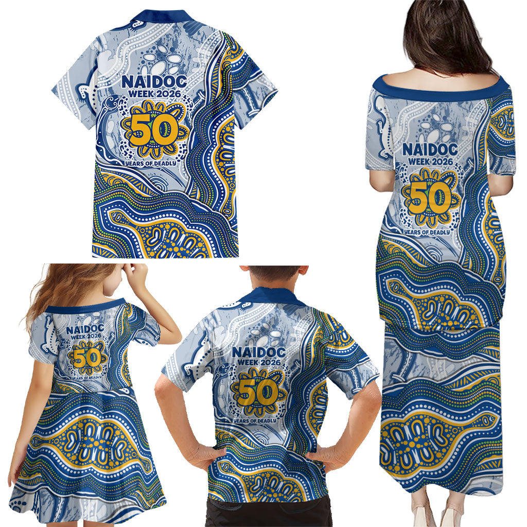 Parramatta Eels NAIDOC Week 2026 Family Matching Puletasi and Hawaiian Shirt First Nations of Australia Aboriginal Mascot Rugby