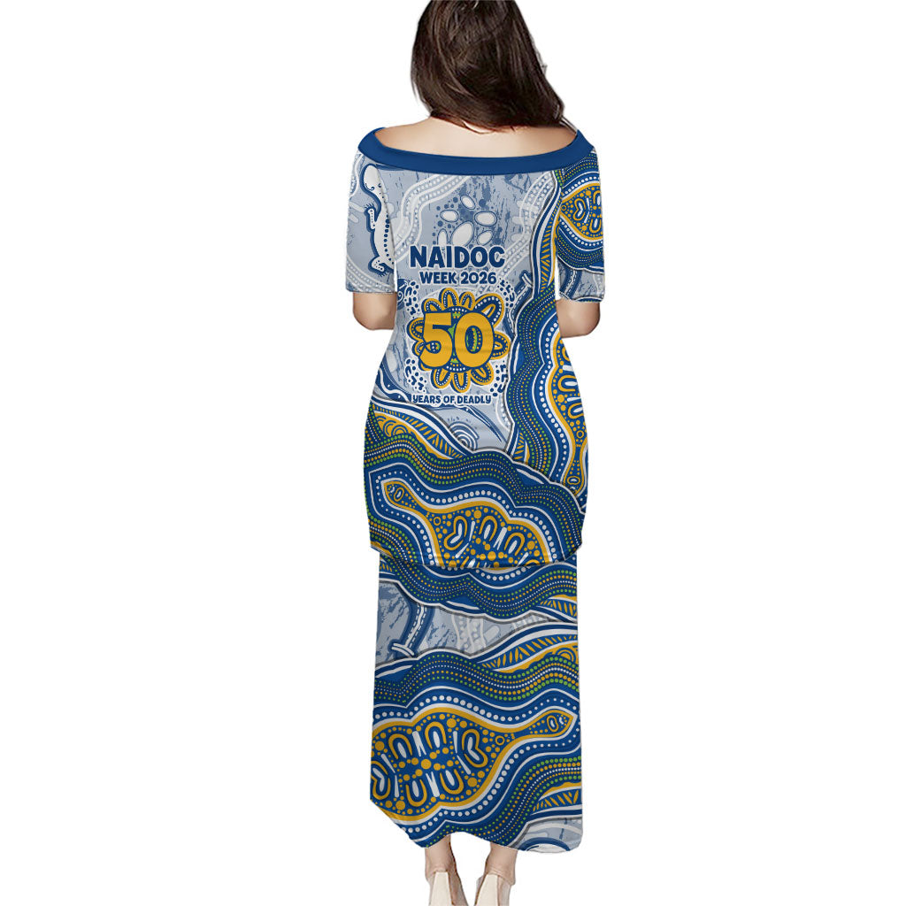 Parramatta Eels NAIDOC Week 2026 Family Matching Puletasi and Hawaiian Shirt First Nations of Australia Aboriginal Mascot Rugby