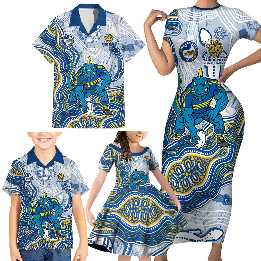 Parramatta Eels NAIDOC Week 2026 Family Matching Short Sleeve Bodycon Dress and Hawaiian Shirt First Nations of Australia Aboriginal Mascot Rugby