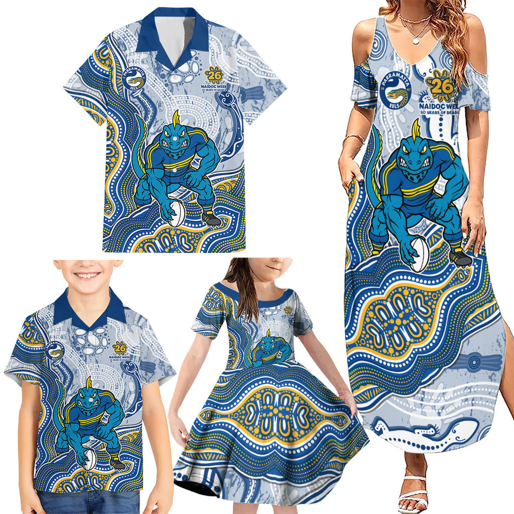 Parramatta Eels NAIDOC Week 2026 Family Matching Summer Maxi Dress and Hawaiian Shirt First Nations of Australia Aboriginal Mascot Rugby