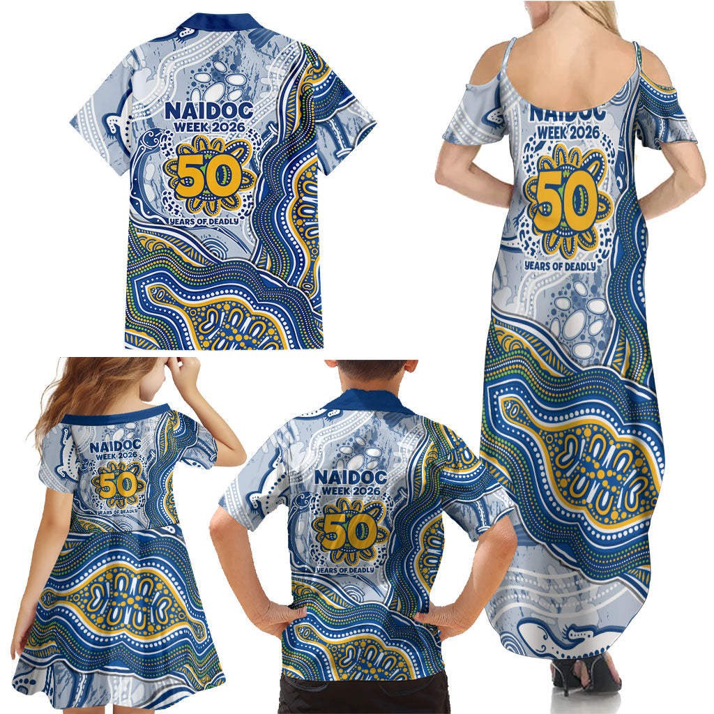Parramatta Eels NAIDOC Week 2026 Family Matching Summer Maxi Dress and Hawaiian Shirt First Nations of Australia Aboriginal Mascot Rugby