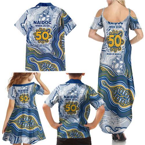 Parramatta Eels NAIDOC Week 2026 Family Matching Summer Maxi Dress and Hawaiian Shirt First Nations of Australia Aboriginal Mascot Rugby