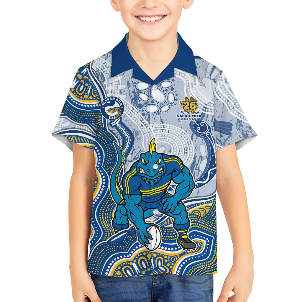 Parramatta Eels NAIDOC Week 2026 Kid Hawaiian Shirt First Nations of Australia Aboriginal Mascot Rugby