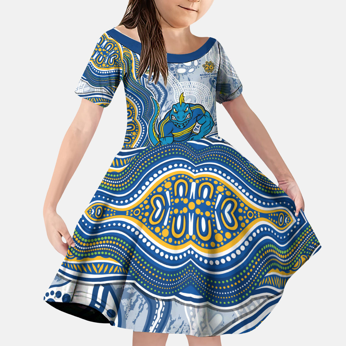 Parramatta Eels NAIDOC Week 2026 Kid Short Sleeve Dress First Nations of Australia Aboriginal Mascot Rugby
